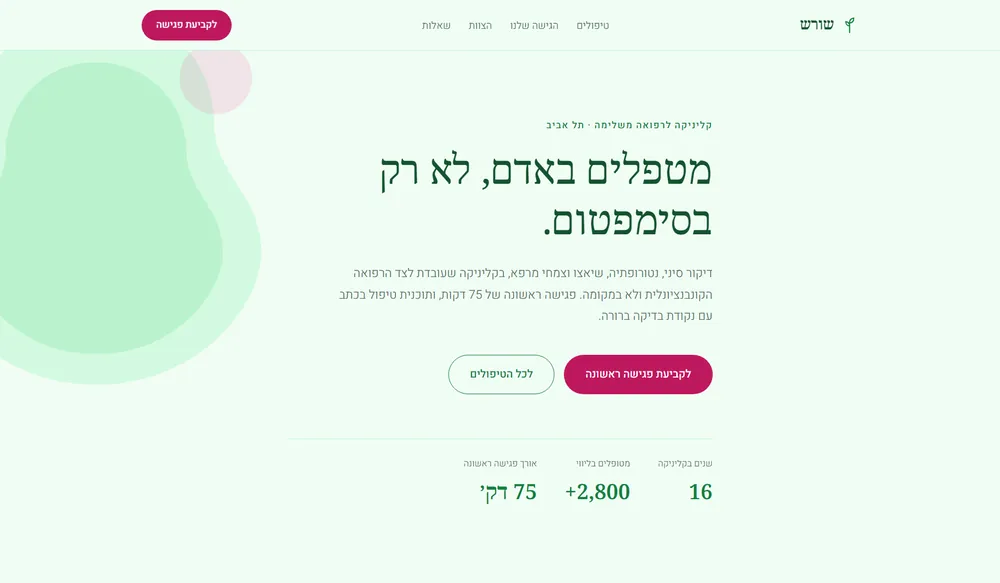עמוד נחיתה לדוגמה עבור רפואה משלימה