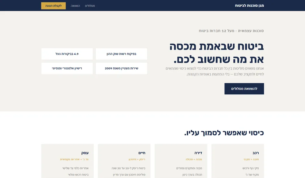 עמוד נחיתה לדוגמה עבור סוכן ביטוח